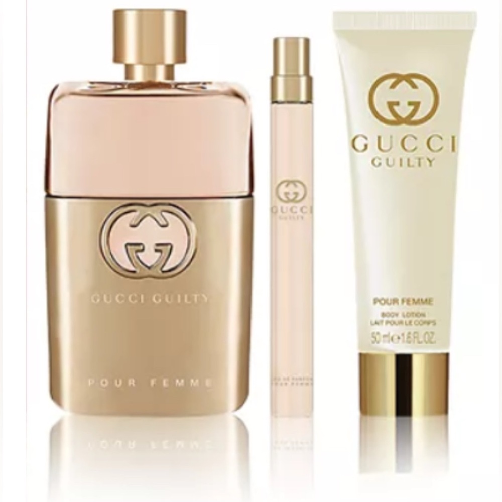 Gucci Guilty Pour Femme Gold and Cream Trio